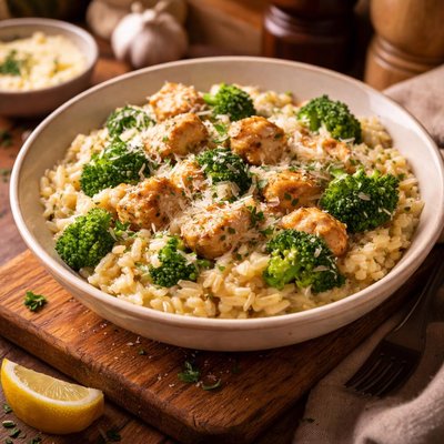 Image of Garlicky Chicken and Broccoli Risotto