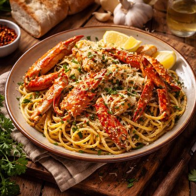 Image of Garlicky Crab with Pasta