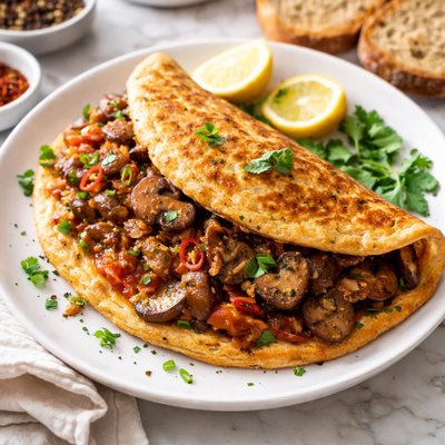 Image of Garlicky Mushroom Masala Omelet