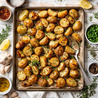 Image of Garlicky Roasted Potatoes with Herbs