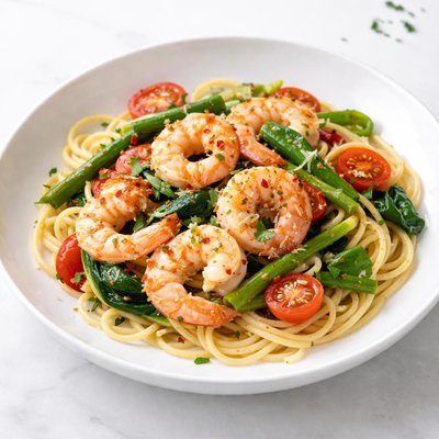 Image of Garlicky Shrimp Veggy Pasta