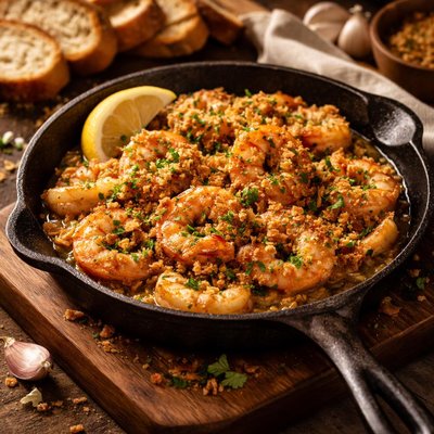 Image of Garlicky Shrimp with Bread Crumbs De Joughe