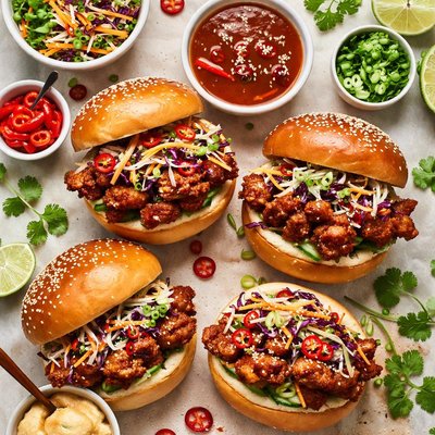Image of General Tso Chicken Burgers