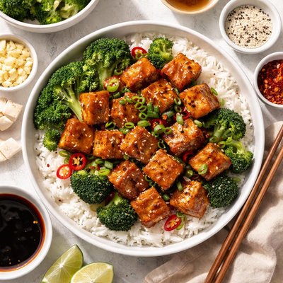Image of Tofu al Estilo General Tso Keto.