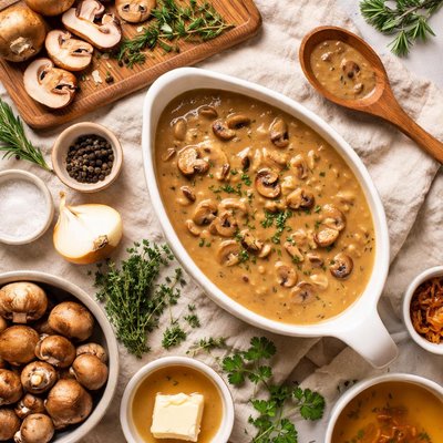 Image of Gentle Thanksgiving Mushroom Gravy