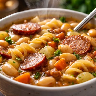 Image of German Bean and Noodle Soup