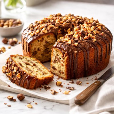 Image of German Coffee Cake with Nuts and Chocolate Nusskuchen