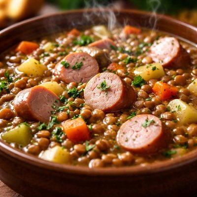 Image of German Lentil Soup with Frankfurters