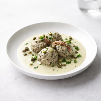 Image of German Meatballs with Anchovies and Capers Konigsberger Klopse