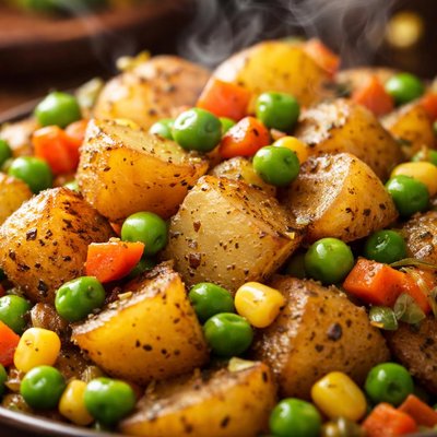 Image of German Potatoes with Peas Carrots and Corn
