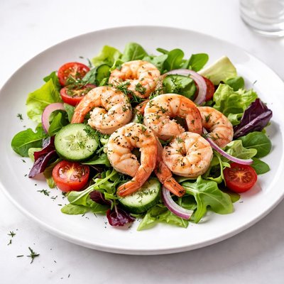 Image of German Shrimp Salad Over Greens