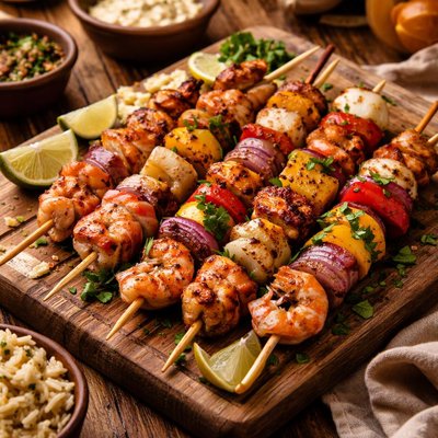 Image of Get Sassy Seafood Skewers with Jerk and All the Perks