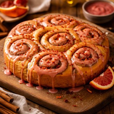 Image of Giant Cinnamon Roll with Blood Orange Glaze