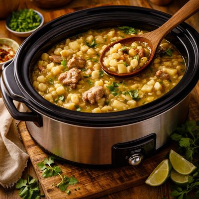 Image of Giant White Corn and Pork Soup Crock Pot