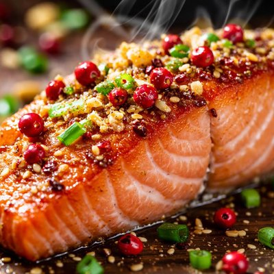 Image of Ginger and Pink Peppercorn Salmon