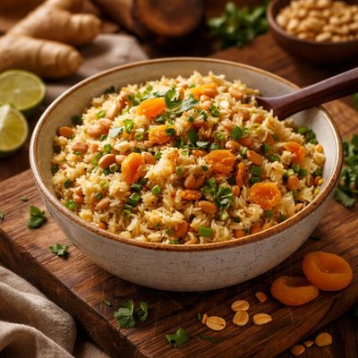 Image of Ginger Apricot Rice with Peanuts