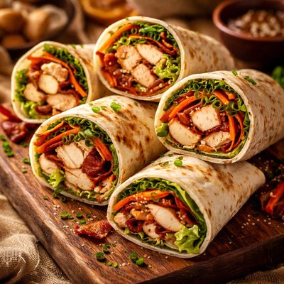 Image of Ginger Chicken Bacon Wraps