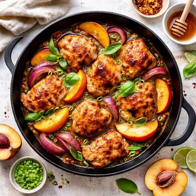 Image of Ginger Chicken with Peaches and Onions