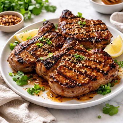 Image of Ginger Honey Glazed Barbecued Pork Chops