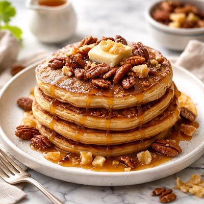 Image of Ginger Pancakes with Maple Pecan Syrup