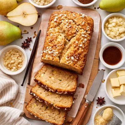 Image of Ginger Pear Vanilla Quick Bread Light