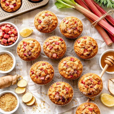 Image of Ginger Rhubarb Muffins
