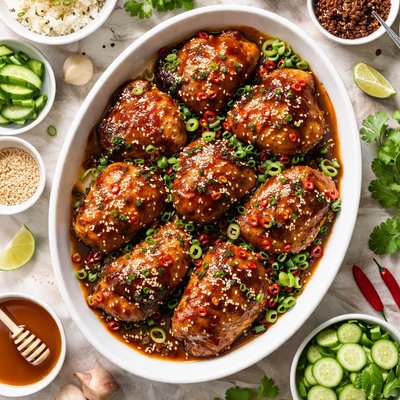 Image of Ginger Scented Honey Hoisin Chicken Thighs with Sesame