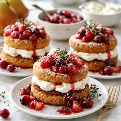 Image of Ginger Shortcakes with Cranberry Pear Compote