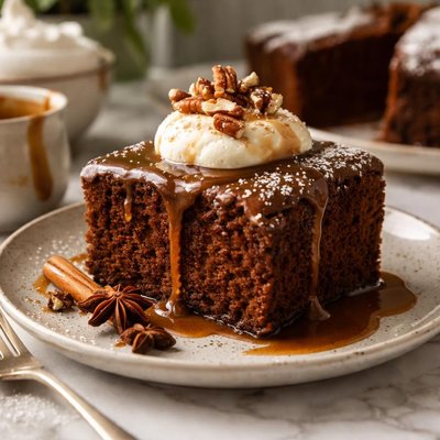 Image of Gingerbread Cake with Brown Sugar Sauce