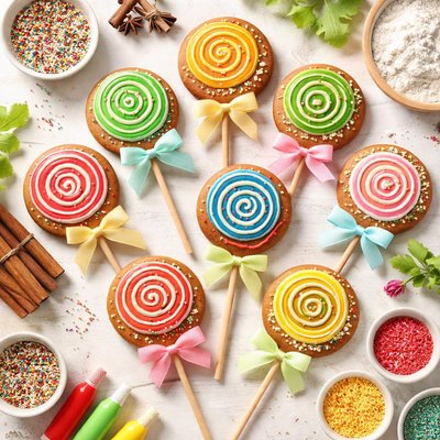 Image of Gingerbread Lollipop Cookies