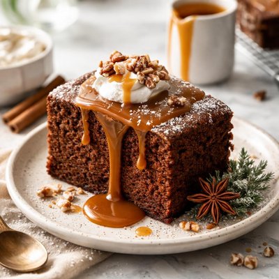 Image of Gingerbread with Hot Caramel Sauce