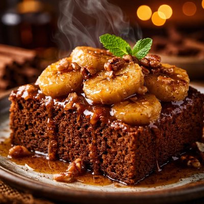 Image of Gingerbread with Warm Cinnamon Bananas and Rum