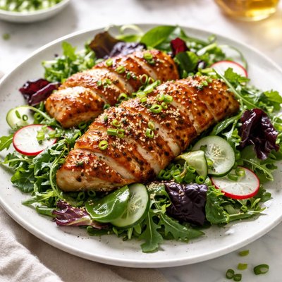 Image of Gingered Chicken with Baby Spring Greens
