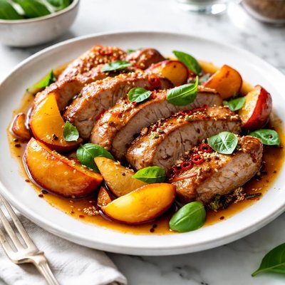 Image of Gingered Pork with Peaches
