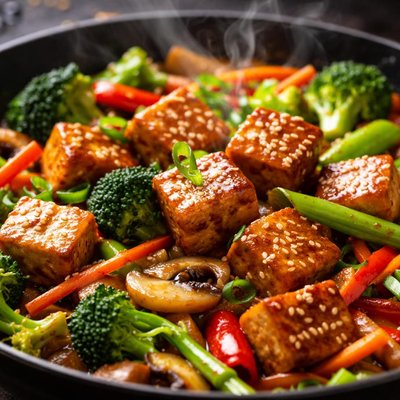 Image of Gingered Vegetable Tofu Stir Fry