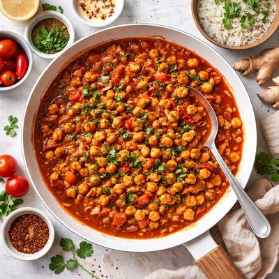 Image of Gingery Chickpeas in Spicy Tomato Sauce