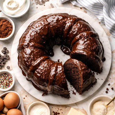Image of Glazed Chocolate Sour Cream Cake
