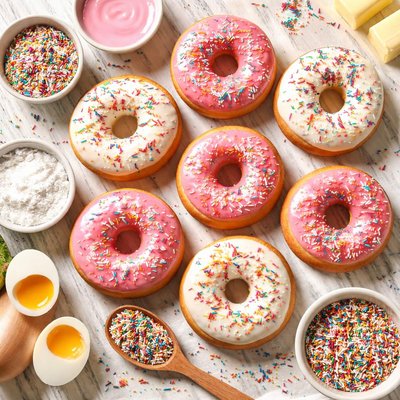 Image of Vegan Glazed Donuts with Sprinkles