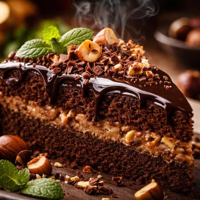 Image of Glazed Hazelnut Chocolate Torte