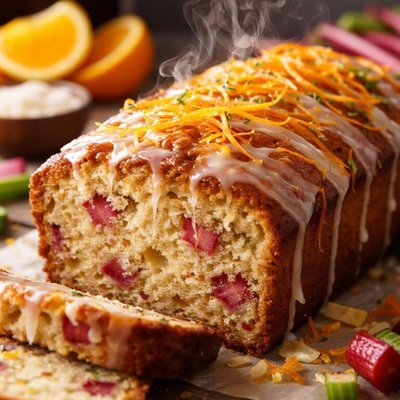 Image of Glazed Orange Rhubarb Loaf