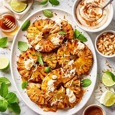 Image of Glazed Pineapple with Cinnamon Creme Fraiche