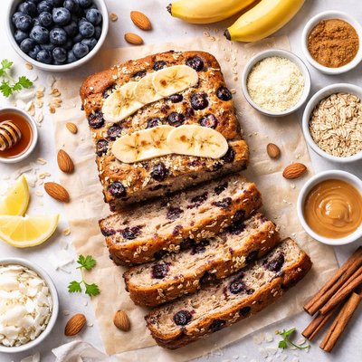 Image of Gluten Free and Vegan Banana Blueberry Bread