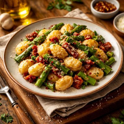 Image of Gnocchi with Asparagus and Pancetta