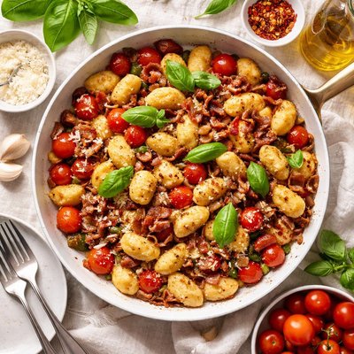 Image of Gnocchi with Bacon and Tomatoes