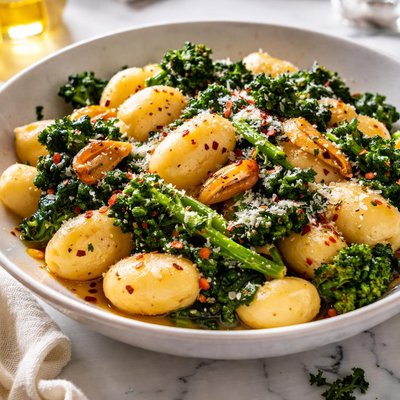 Image of Gnocchi with Broccoli Rabe Caramelized Garlic and Parmesan