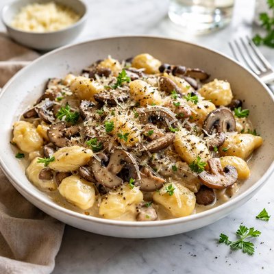 Image of Gnocchi with Creamy Garlic Mushroom Sauce