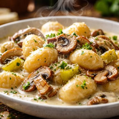 Image of Gnocchi with Creamy Mushroom and Leek Sauce