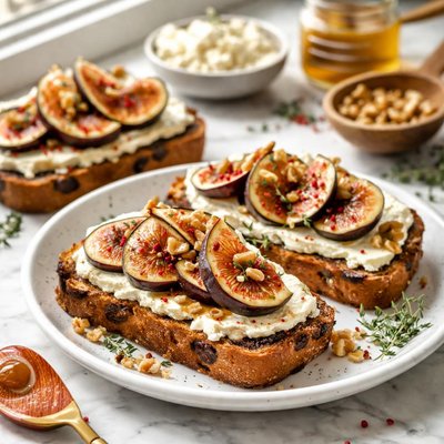 Image of Goat Cheese and Fig Sandwiches on Raisin Bread