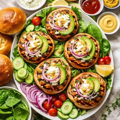 Image of Goat Cheese and Spinach Turkey Burgers