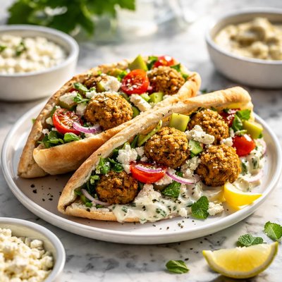 Image of Goat Cheese Falafel Pitas